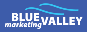 Blue Valley Marketing Logo in Blue and White